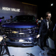 Members of the news media examine the new 2019 Chevrolet Silverado 1500 at its official debut at the 2018 North American International Auto Show January 13, 2018 in Detroit, Michigan.